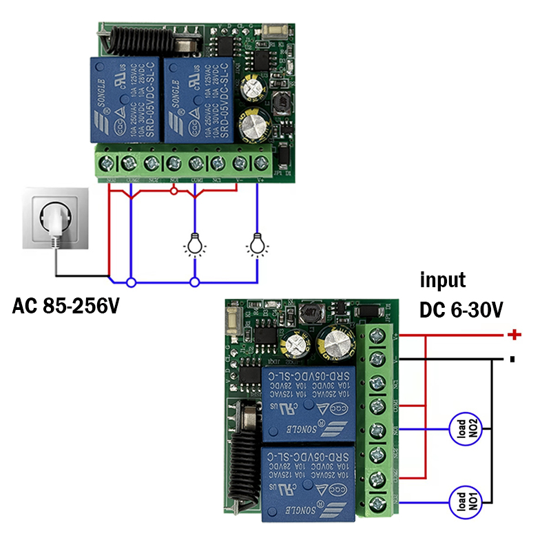 DC 9V 12V 24V AC 85-250V 2CH R - 433Mhz Receiver Module 评论和价格